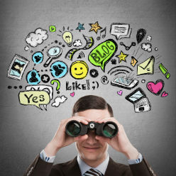 man with binocular graphic