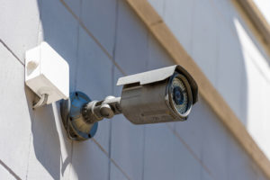 security camera on a wall
